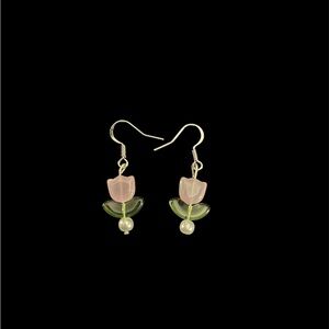 Pink Tulip Earrings (Silver)